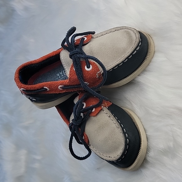 Sperry Other - SPERRY Blue Orange Color Block‎ Leather Suede Preppy Summer Lace Up Boat Shoes 9
